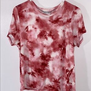 Pink tie die crop top